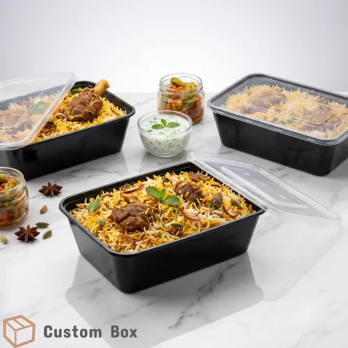 750ml Black Disposable Food Packaging Container Eco Safe