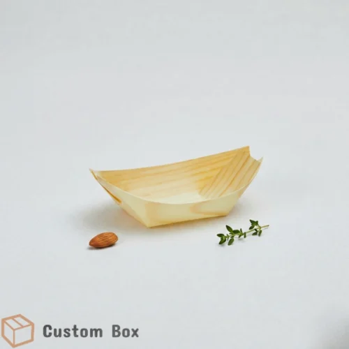 Disposable Wooden Boat Serving Tray Small Eco-Friendly Packaging