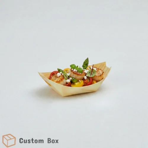 Disposable Wooden Boat Serving Tray Small Eco-Friendly Packaging