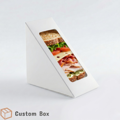 White Kraft Sandwich Box With Transparent Window