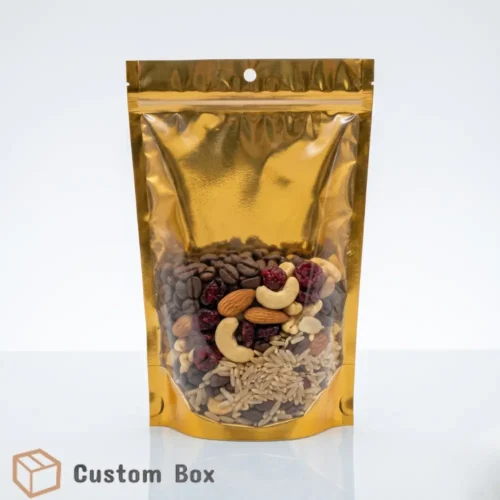 Golden Clear Zipper Pouches Premium Packaging Bags