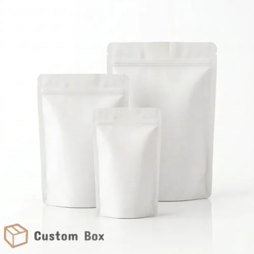 White Kraft Aluminium Stand Up Pouch Packaging