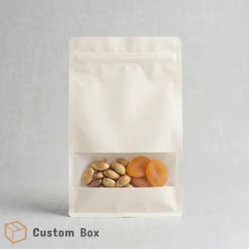 White Flat Bottom Side Gusseted Pouch with Window