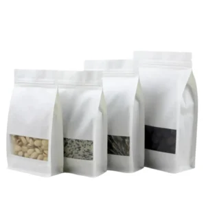 White Flat Bottom Side Gusseted Pouches with Window – The Perfect Packaging Solution in Pakistan