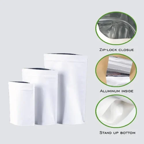 White Kraft Paper With Aluminium Lamination Standup Pouch