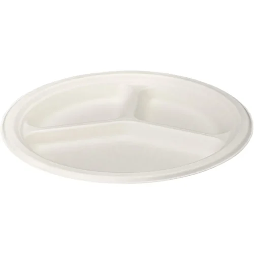 Compostable 3-Compartment Biodegradable Paper Plates