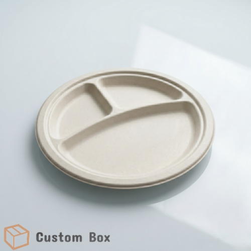 Compostable 3-Compartment Biodegradable Paper Plates