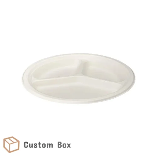 Compostable 3-Compartment Biodegradable Paper Plates