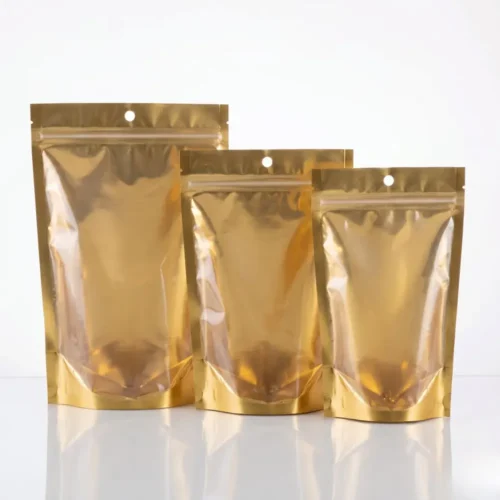 Front Transparent Copper Gold Aluminium Pouch 12x20cm