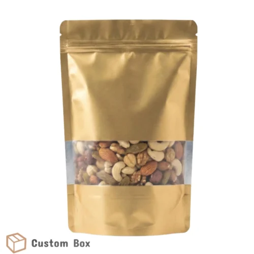 Matt Golden Standing Pouch with Window Eco Packaging