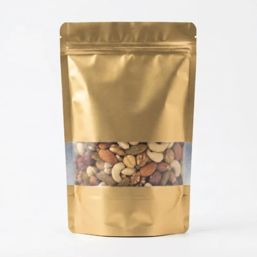 Matt Golden Standing Pouch with Window 10x15cm