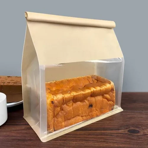 Side Gusseted Flat Bottom Pouch Brown for Cookies and Bakery items