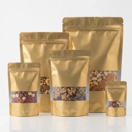 Matt Golden Standing Pouch Window 10x15cm
