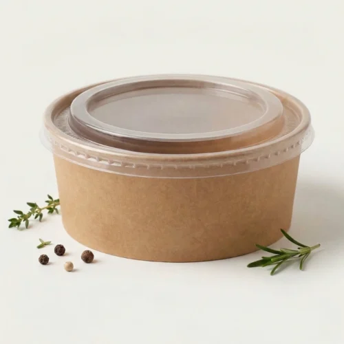 1300ml Round Kraft Bowl with Lid Disposable Container
