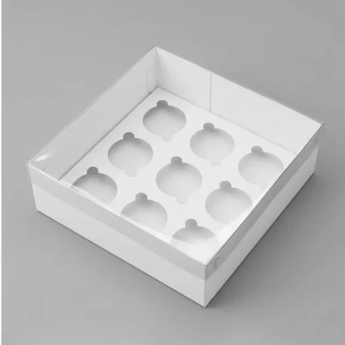 9 Cavity Cake Box with Clear Lid White Bakery Packaging