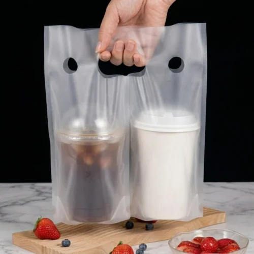 Transparent Coffee Double Handle Plastic Bag