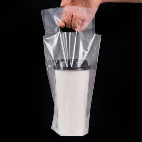 Coffee Transparent Single Handle Bag with Screw Cap