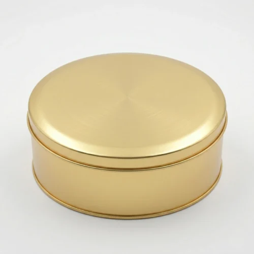 Golden Rounded Tin Box 1000gm Metal Storage Container