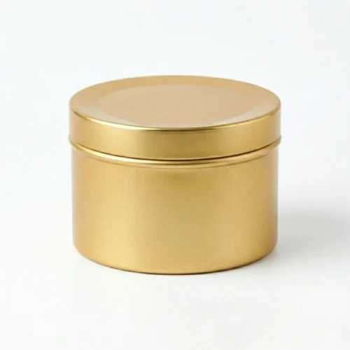 Golden Rounded Tin Box 150gm Premium Metal Packaging