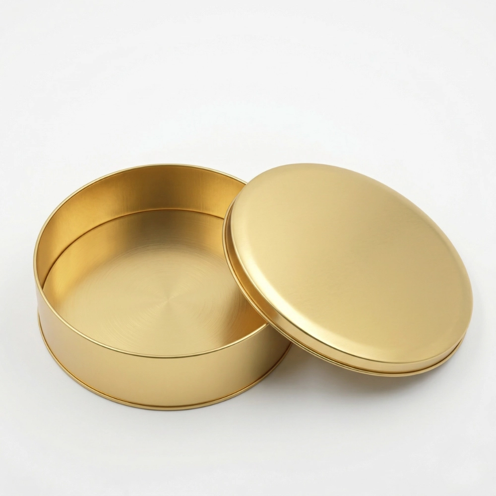 Golden Rounded Tin Box 2000gm Premium Metal Container