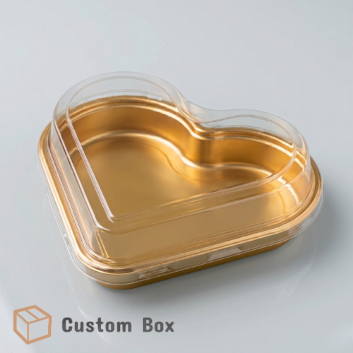 Heart Shape Chocolate Box Gold Base Transparent Lid