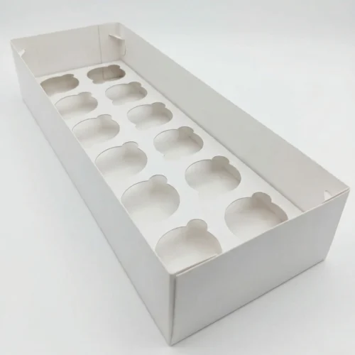 Long Cupcake Box 12 Cavity White Packaging