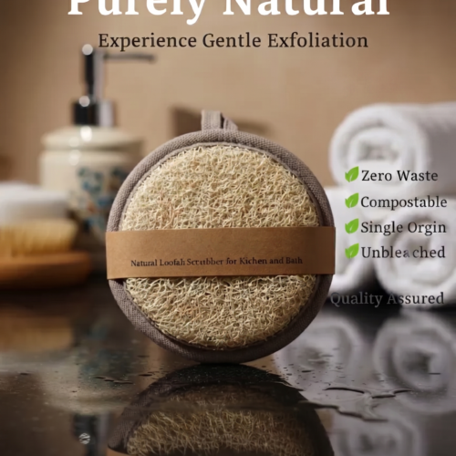 Natural Round Loofah Scrubber for Skin Care