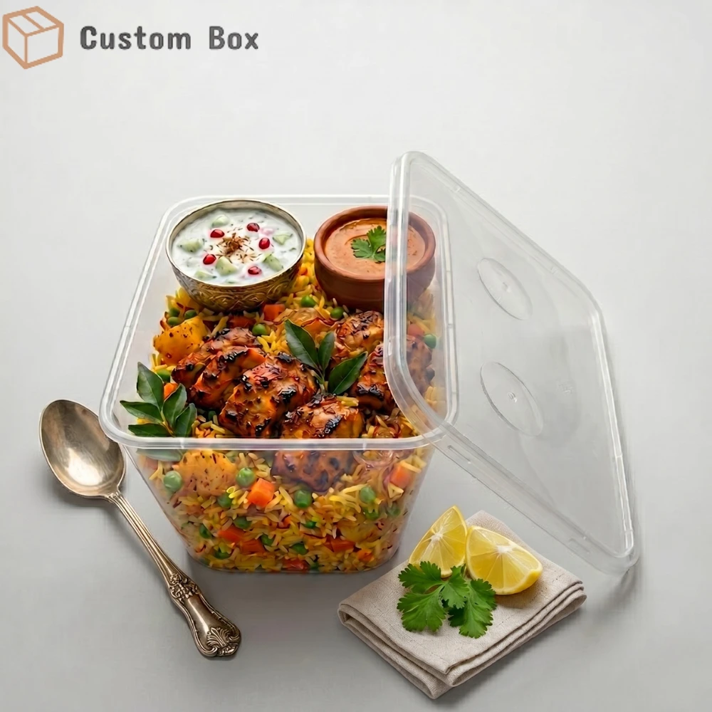 Disposable Transparent Plastic Food Container with Lid