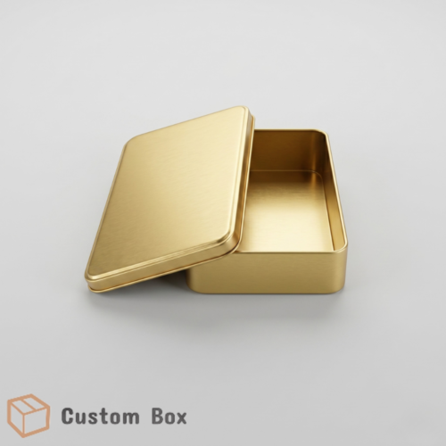 Square Golden Tin Boxes Premium Metal Packaging