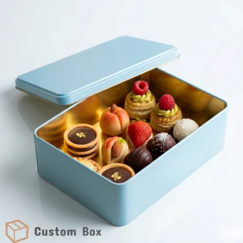 Blue Square Tin Boxes – Premium Cookie Tin Packaging