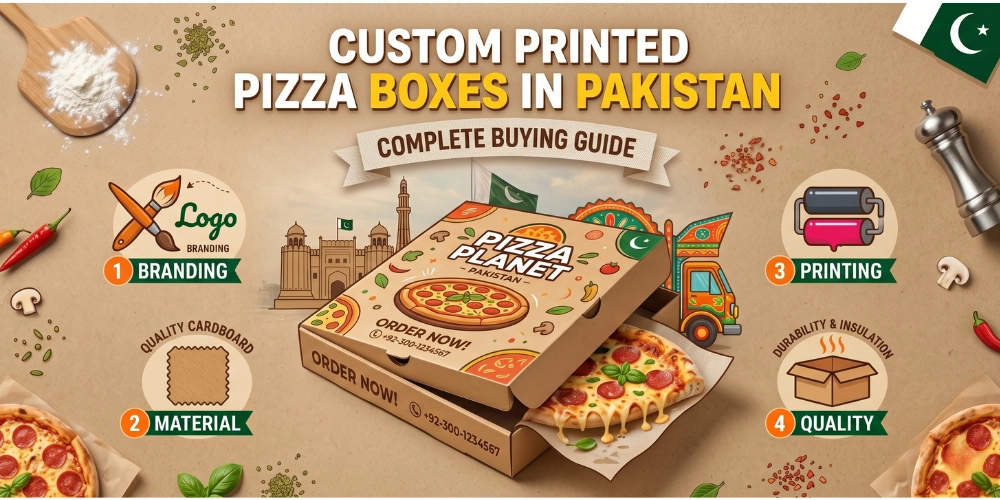 Custom printed pizza boxes with logo in Pakistan