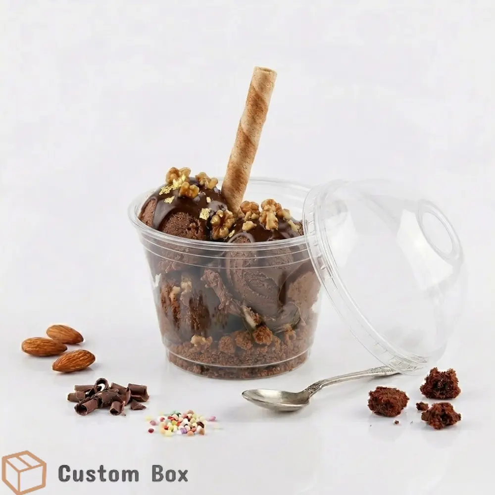 Disposable Dessert Cups with Lid — Clear Plastic Ice Cream Bowls