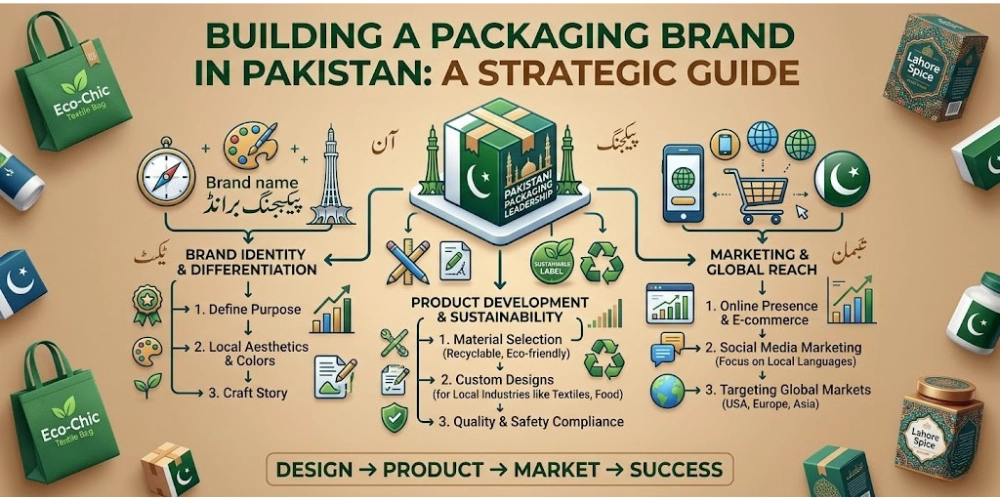 Custom packaging brand building in Pakistan — boxes, pouches, and food packaging products
