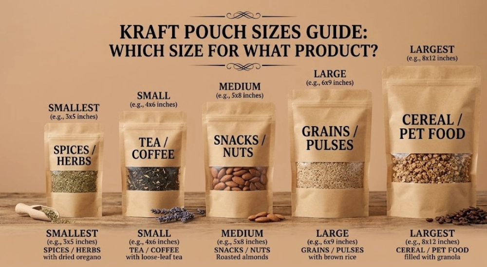 Kraft Pouch Sizes Guide – Which Size for What Product
