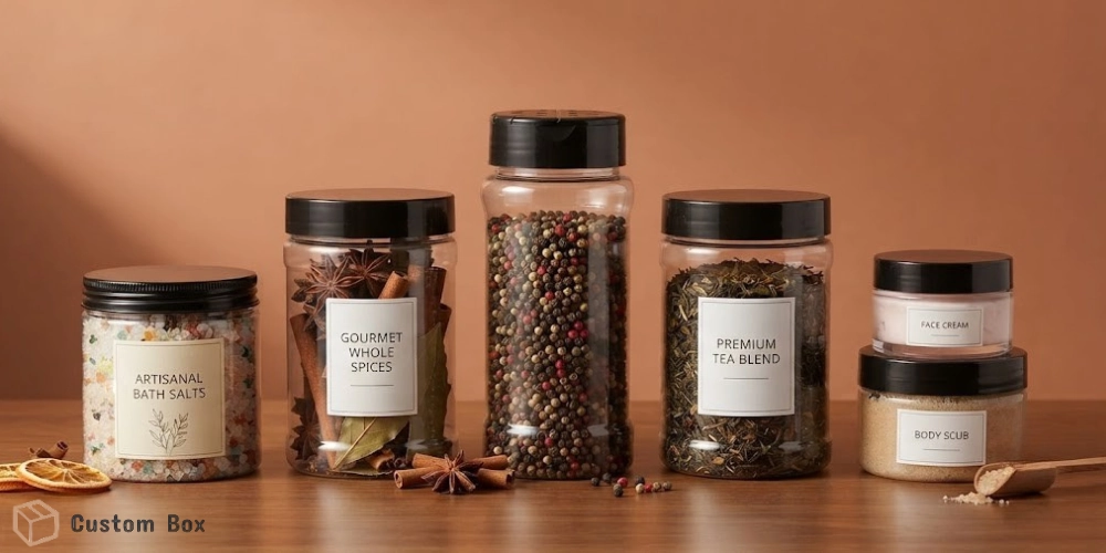 Round Plastic Jar for Food, Cosmetics & Retail Packaging Custom Box