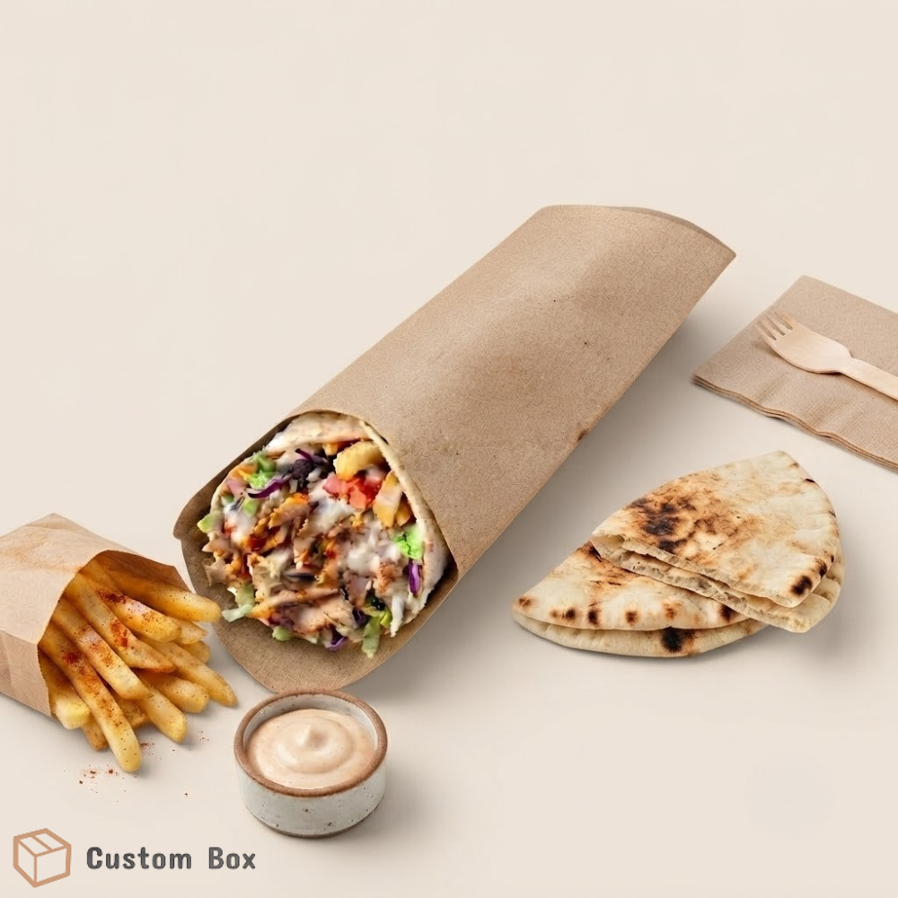 Shawarma Packing Paper Shawarma Packaging | Kraft Paper Sleeve Box