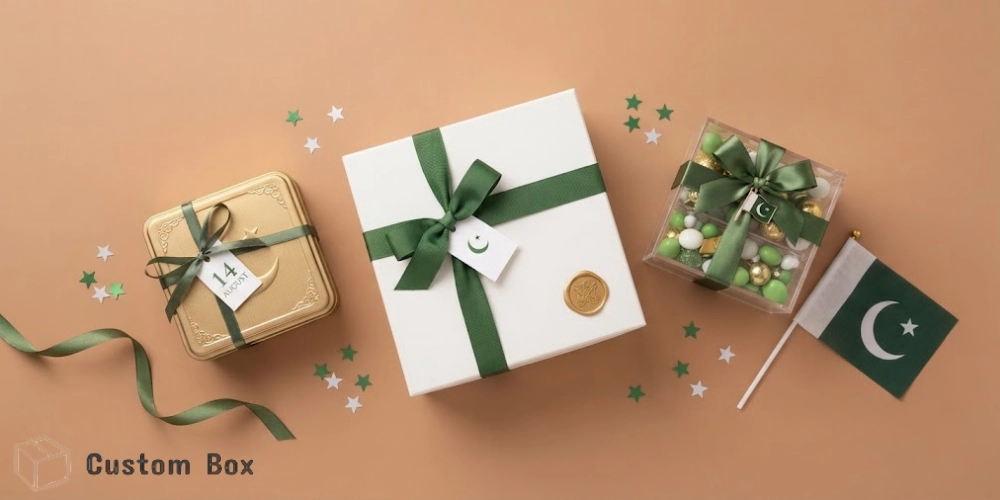 Green & White Gift Boxes – 14 August Pakistan
