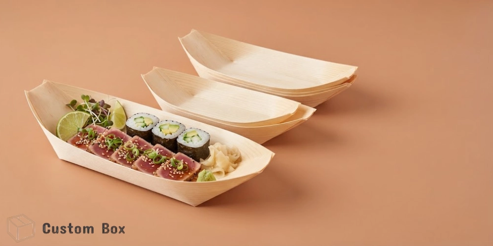 Wooden Boat Serving Tray for Restaurant Presentation